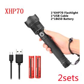 USB Charging Zoom P50 Flashlight (Option: 2PC XHP70 USB 2pcs18650)