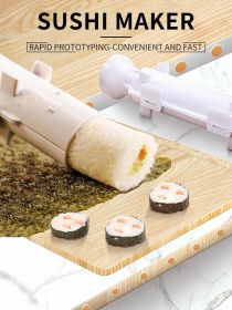 Quick Sushi Maker Roller Rice Mold Vegetable Meat Rolling Gadgets DIY Sushi Device Making Machine Kitchen Ware (Color: pink)