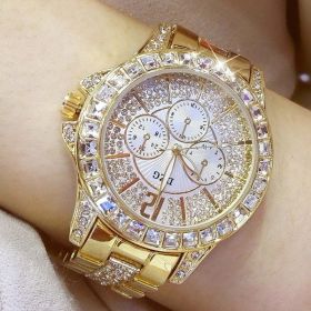 Fashion Women Watch with Diamond Watch Ladies Top Luxury Brand Ladies Casual Women Bracelet Crystal Watches (Color: Gold)